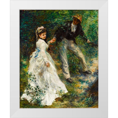 La Promenade 1870 White Modern Wood Framed Art Print by Renoir, Pierre-Auguste
