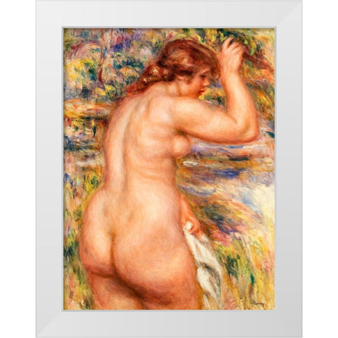 Nude in a Landscape 1917 White Modern Wood Framed Art Print by Renoir, Pierre-Auguste