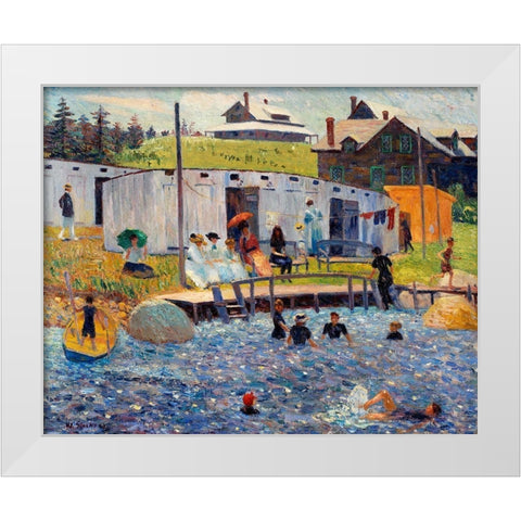 The Bathing Hour, Chester, Nova Scotia 1910 White Modern Wood Framed Art Print by Renoir, Pierre-Auguste