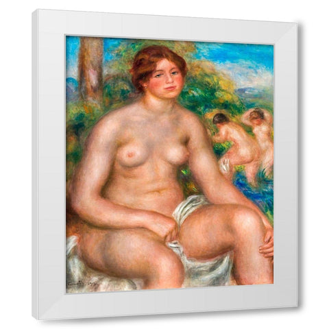 Seated Bather 1914 White Modern Wood Framed Art Print by Renoir, Pierre-Auguste