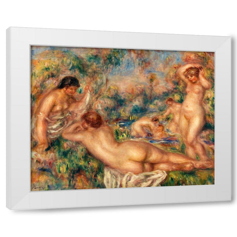Bathers 1918 White Modern Wood Framed Art Print by Renoir, Pierre-Auguste