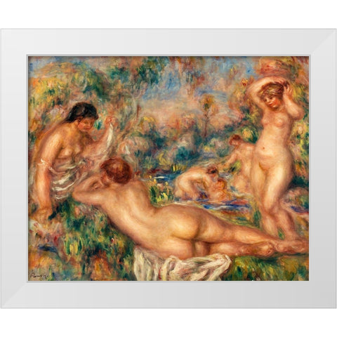 Bathers 1918 White Modern Wood Framed Art Print by Renoir, Pierre-Auguste