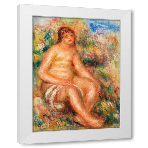 Bather 1918 White Modern Wood Framed Art Print by Renoir, Pierre-Auguste