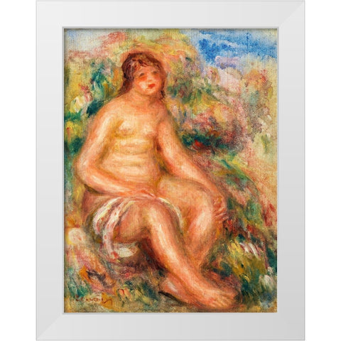 Bather 1918 White Modern Wood Framed Art Print by Renoir, Pierre-Auguste