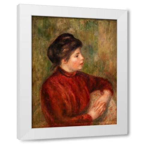 Woman Leaning on a Chair White Modern Wood Framed Art Print by Renoir, Pierre-Auguste
