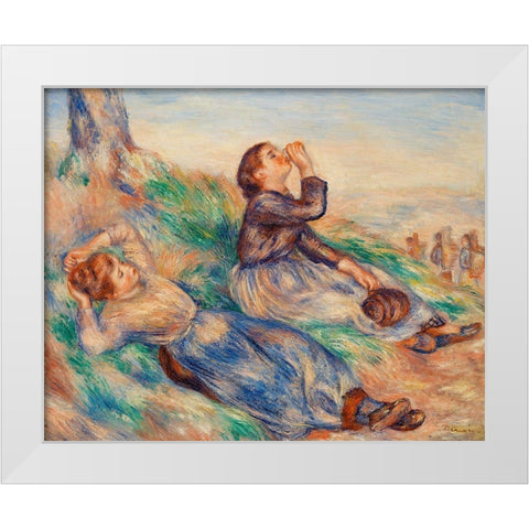 Grape Gatherers 1889 White Modern Wood Framed Art Print by Renoir, Pierre-Auguste