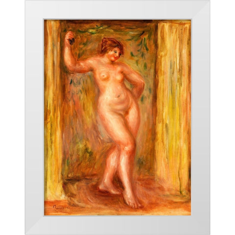 Nude with Castanets 1918 White Modern Wood Framed Art Print by Renoir, Pierre-Auguste