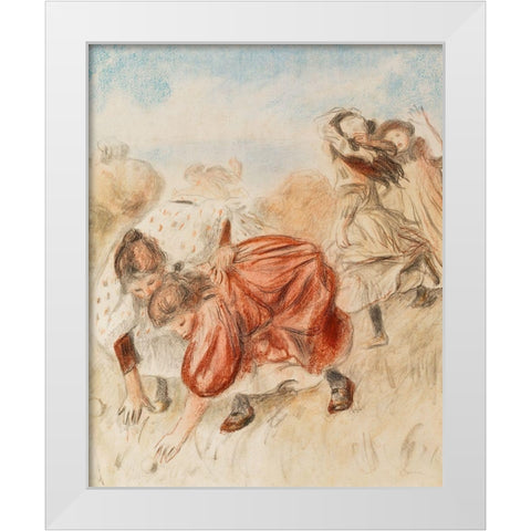 Children Playing Ball 1900 White Modern Wood Framed Art Print by Renoir, Pierre-Auguste