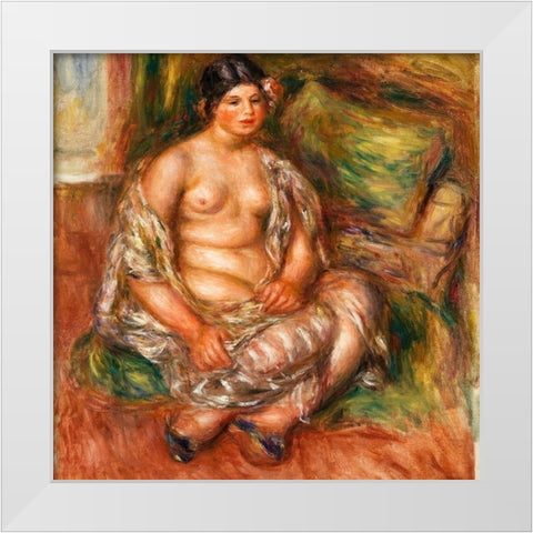 Seated Odalisque 1918 White Modern Wood Framed Art Print by Renoir, Pierre-Auguste