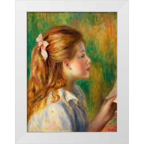 Reading 1892 White Modern Wood Framed Art Print by Renoir, Pierre-Auguste