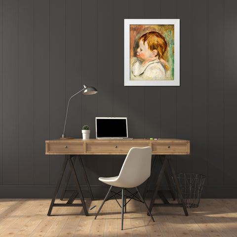 Babys Head 1895 White Modern Wood Framed Art Print by Renoir, Pierre-Auguste