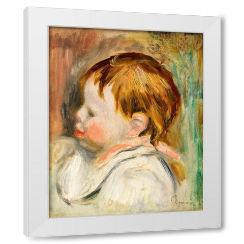 Babys Head 1895 White Modern Wood Framed Art Print by Renoir, Pierre-Auguste
