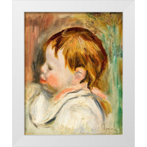 Babys Head 1895 White Modern Wood Framed Art Print by Renoir, Pierre-Auguste