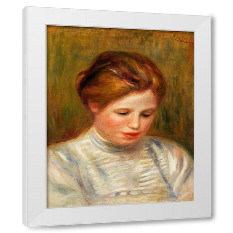 Head 1904 White Modern Wood Framed Art Print by Renoir, Pierre-Auguste