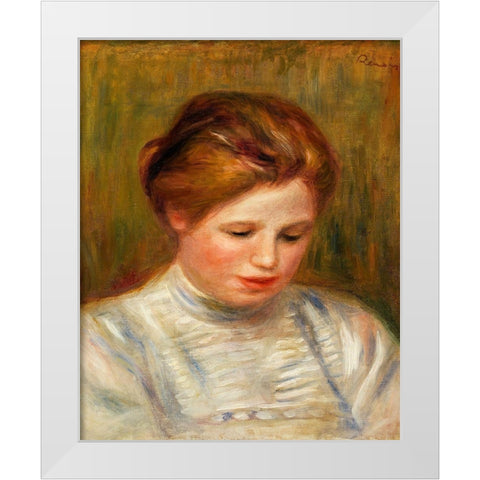 Head 1904 White Modern Wood Framed Art Print by Renoir, Pierre-Auguste
