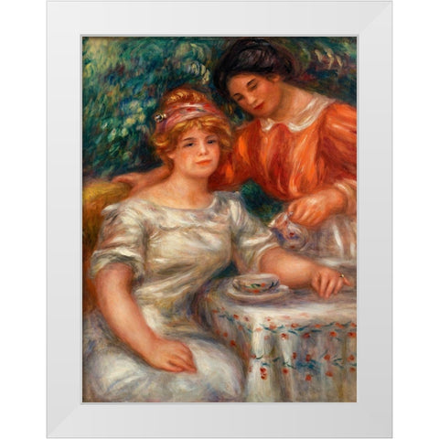 Tea Time 1911 White Modern Wood Framed Art Print by Renoir, Pierre-Auguste