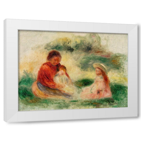 Young Family White Modern Wood Framed Art Print by Renoir, Pierre-Auguste