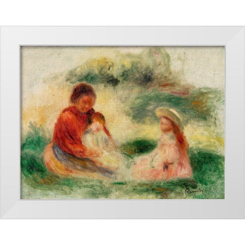 Young Family White Modern Wood Framed Art Print by Renoir, Pierre-Auguste