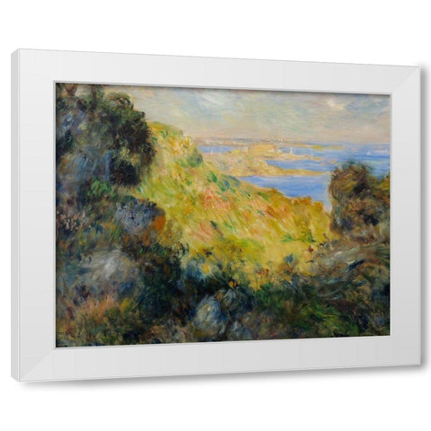 Bay of Salerne White Modern Wood Framed Art Print by Renoir, Pierre-Auguste
