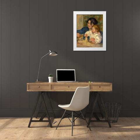 Gabrielle and Jean White Modern Wood Framed Art Print by Renoir, Pierre-Auguste