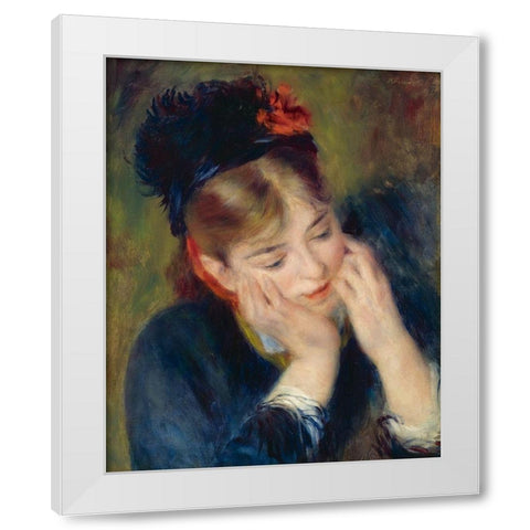 Reflection White Modern Wood Framed Art Print by Renoir, Pierre-Auguste