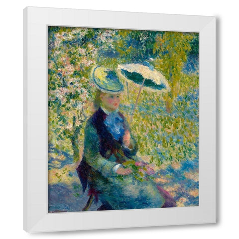 The parasol White Modern Wood Framed Art Print by Renoir, Pierre-Auguste