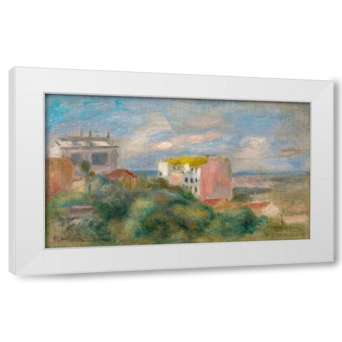 View of Montmartre White Modern Wood Framed Art Print by Renoir, Pierre-Auguste