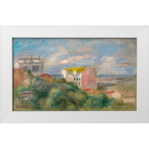 View of Montmartre White Modern Wood Framed Art Print by Renoir, Pierre-Auguste