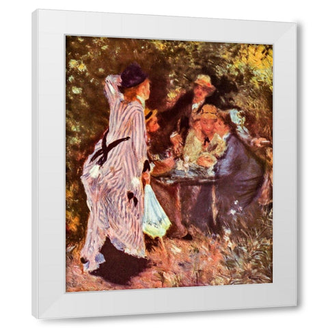 In the garden - Under the arbor White Modern Wood Framed Art Print by Renoir, Pierre-Auguste