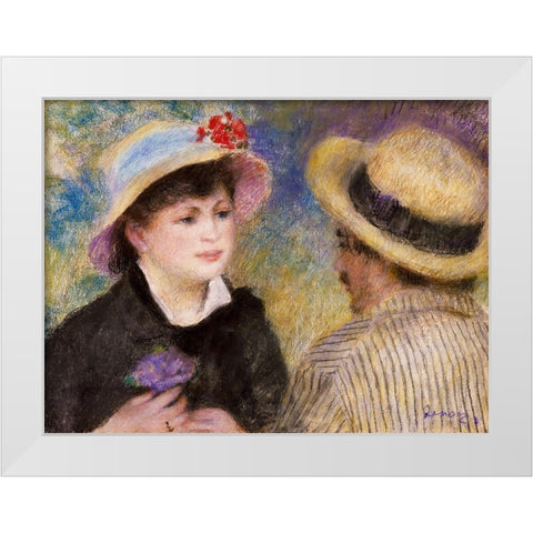 Boating Couple White Modern Wood Framed Art Print by Renoir, Pierre-Auguste