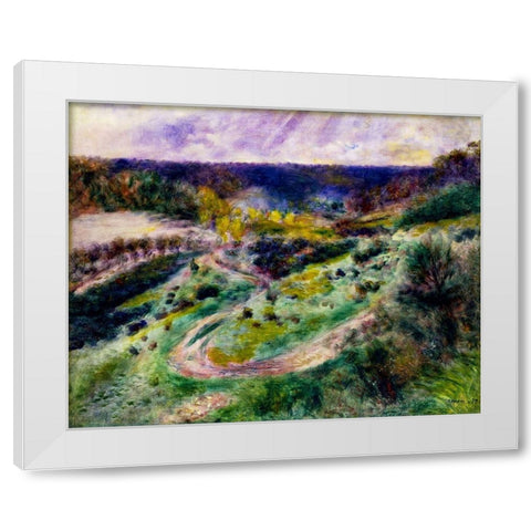 Road at Wargemont White Modern Wood Framed Art Print by Renoir, Pierre-Auguste