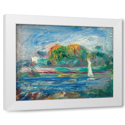 The Blue River White Modern Wood Framed Art Print by Renoir, Pierre-Auguste