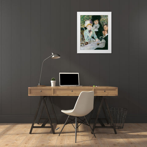 After the Luncheon White Modern Wood Framed Art Print by Renoir, Pierre-Auguste