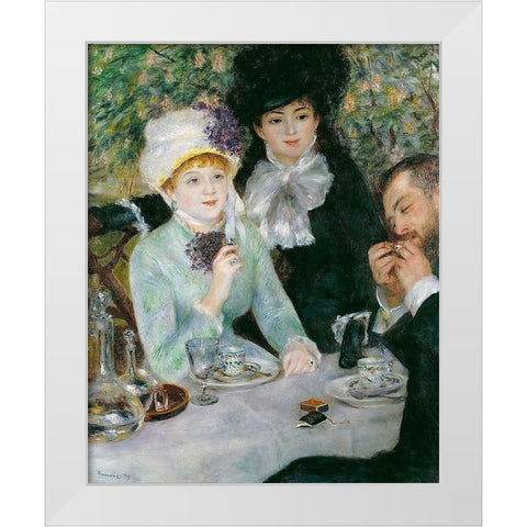 After the Luncheon White Modern Wood Framed Art Print by Renoir, Pierre-Auguste