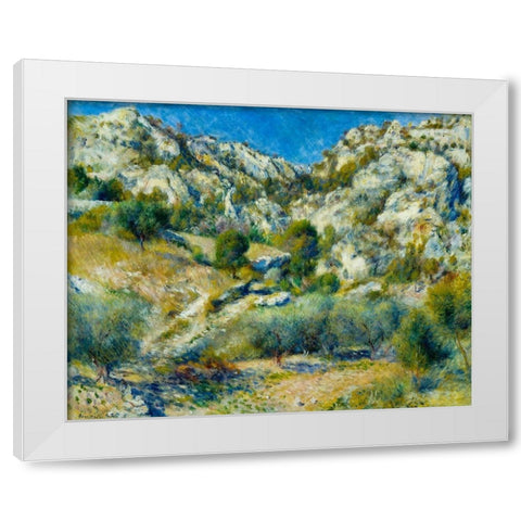 Rocky Crags at LEstaque White Modern Wood Framed Art Print by Renoir, Pierre-Auguste