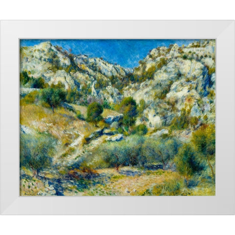 Rocky Crags at LEstaque White Modern Wood Framed Art Print by Renoir, Pierre-Auguste