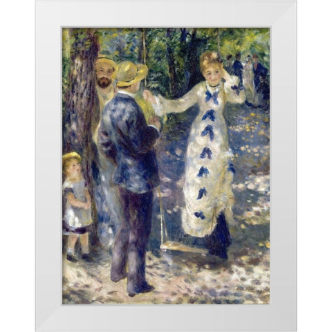 The Swing White Modern Wood Framed Art Print by Renoir, Pierre-Auguste