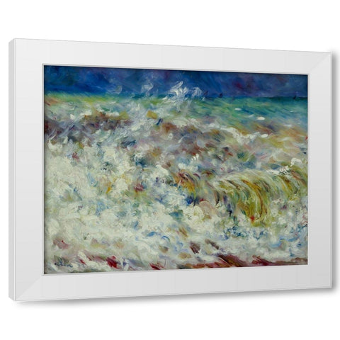 The Wave White Modern Wood Framed Art Print by Renoir, Pierre-Auguste