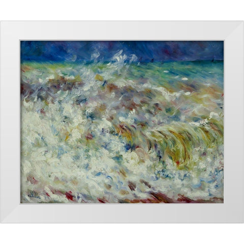 The Wave White Modern Wood Framed Art Print by Renoir, Pierre-Auguste