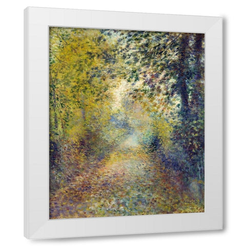 In the Woods White Modern Wood Framed Art Print by Renoir, Pierre-Auguste