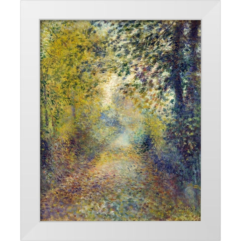 In the Woods White Modern Wood Framed Art Print by Renoir, Pierre-Auguste