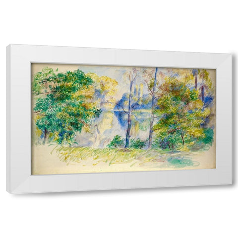 View of a Park White Modern Wood Framed Art Print by Renoir, Pierre-Auguste