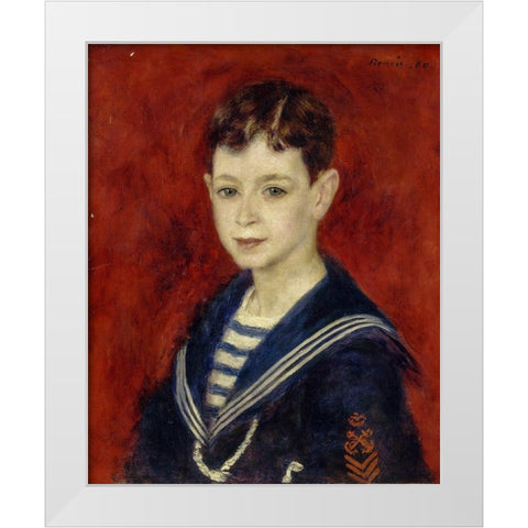 Fernand Halphen as a Boy White Modern Wood Framed Art Print by Renoir, Pierre-Auguste