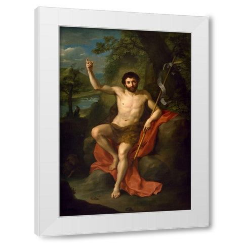 St. John the Baptist Preaching in the Wilderness White Modern Wood Framed Art Print by Mengs, Anton Raphael