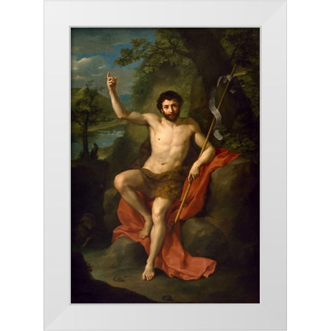 St. John the Baptist Preaching in the Wilderness White Modern Wood Framed Art Print by Mengs, Anton Raphael