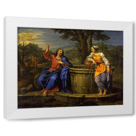 Christ and the Woman of Samaria White Modern Wood Framed Art Print by Mignard, Pierre