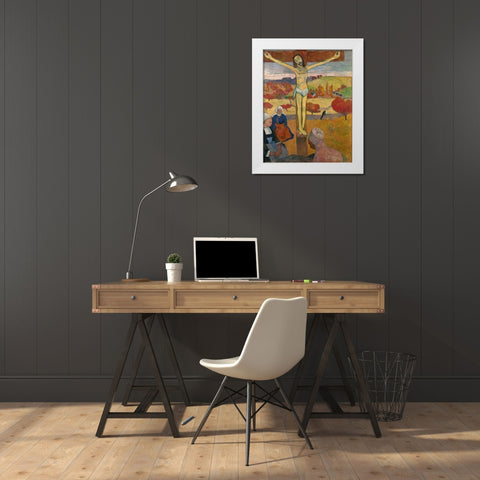 The Yellow Christ White Modern Wood Framed Art Print by Gauguin, Paul
