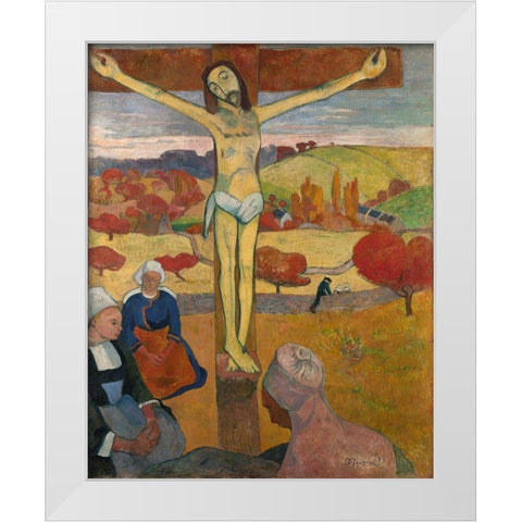 The Yellow Christ White Modern Wood Framed Art Print by Gauguin, Paul