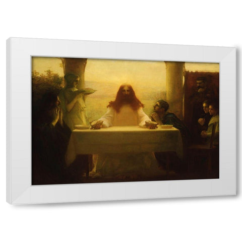 Christ and the Pilgrims at Emmaus White Modern Wood Framed Art Print by Dagnan-Bouveret, Pascal