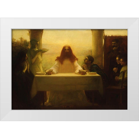 Christ and the Pilgrims at Emmaus White Modern Wood Framed Art Print by Dagnan-Bouveret, Pascal